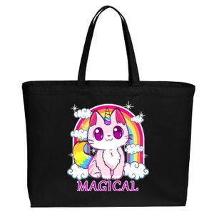 Magical Rainbow Unicorn Kitty Cotton Canvas Jumbo Tote