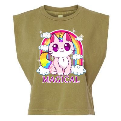 Magical Rainbow Unicorn Kitty Garment-Dyed Women's Muscle Tee