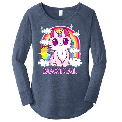 Magical Rainbow Unicorn Kitty Women's Perfect Tri Tunic Long Sleeve Shirt