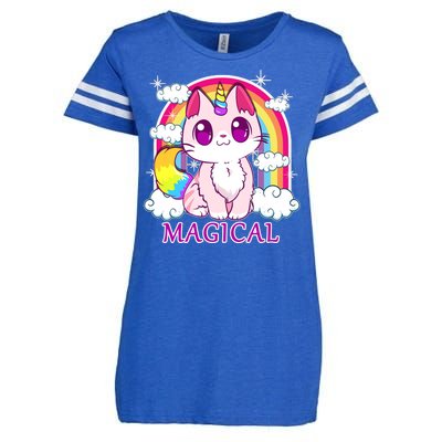 Magical Rainbow Unicorn Kitty Enza Ladies Jersey Football T-Shirt