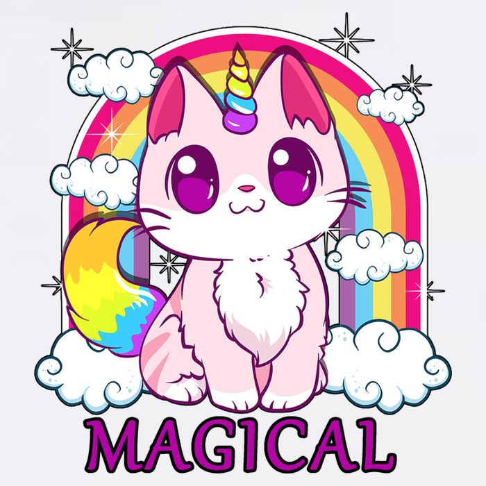 Magical Rainbow Unicorn Kitty Garment-Dyed Sweatshirt