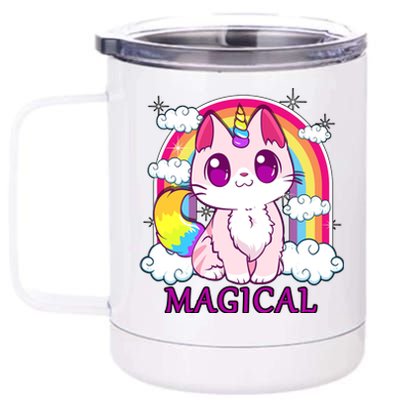 Magical Rainbow Unicorn Kitty 12 oz Stainless Steel Tumbler Cup