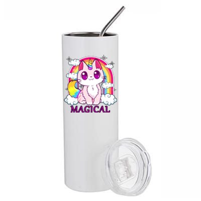 Magical Rainbow Unicorn Kitty Stainless Steel Tumbler