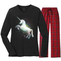 Magical Space Unicorn Women's Long Sleeve Flannel Pajama Set 