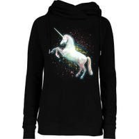 Magical Space Unicorn Womens Funnel Neck Pullover Hood