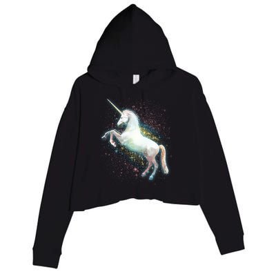 Magical Space Unicorn Crop Fleece Hoodie