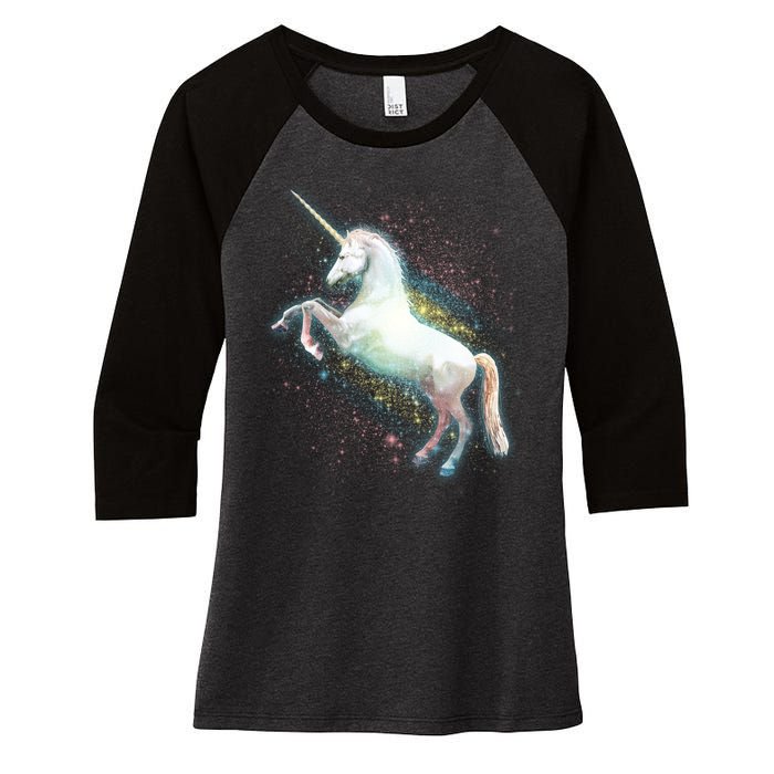 Magical Space Unicorn Women's Tri-Blend 3/4-Sleeve Raglan Shirt