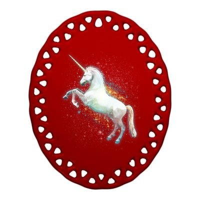 Magical Space Unicorn Ceramic Oval Ornament