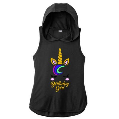 Magical Unicorn Birthday Ladies PosiCharge Tri-Blend Wicking Draft Hoodie Tank