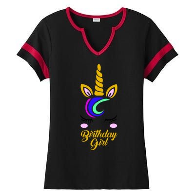 Magical Unicorn Birthday Ladies Halftime Notch Neck Tee