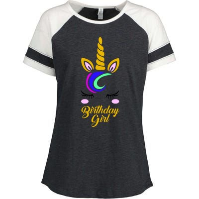 Magical Unicorn Birthday Enza Ladies Jersey Colorblock Tee