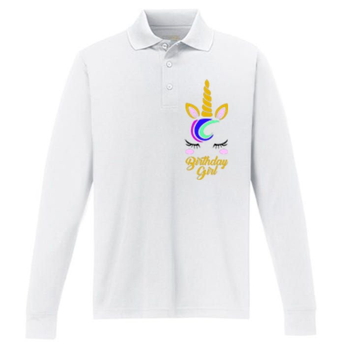 Magical Unicorn Birthday Performance Long Sleeve Polo