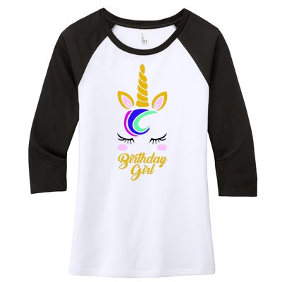 Magical Unicorn Birthday Women's Tri-Blend 3/4-Sleeve Raglan Shirt