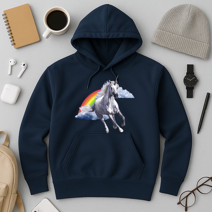 Magical Unicorn Horse Over Rainbow Hoodie