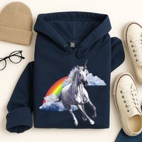 Magical Unicorn Horse Over Rainbow Hoodie