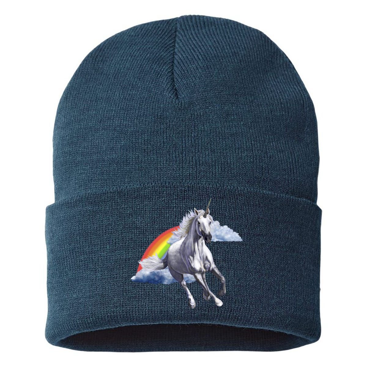 Magical Unicorn Horse Over Rainbow Sustainable Knit Beanie
