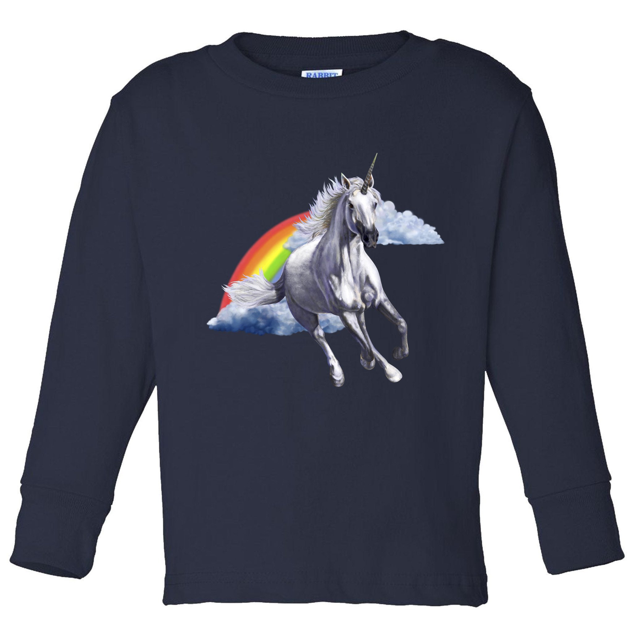 Magical Unicorn Horse Over Rainbow Toddler Long Sleeve Shirt
