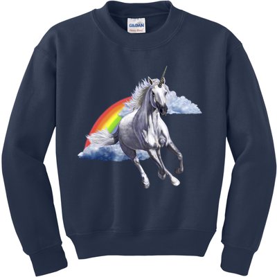 Magical Unicorn Horse Over Rainbow Kids Sweatshirt