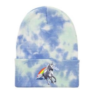 Magical Unicorn Horse Over Rainbow Tie Dye 12in Knit Beanie