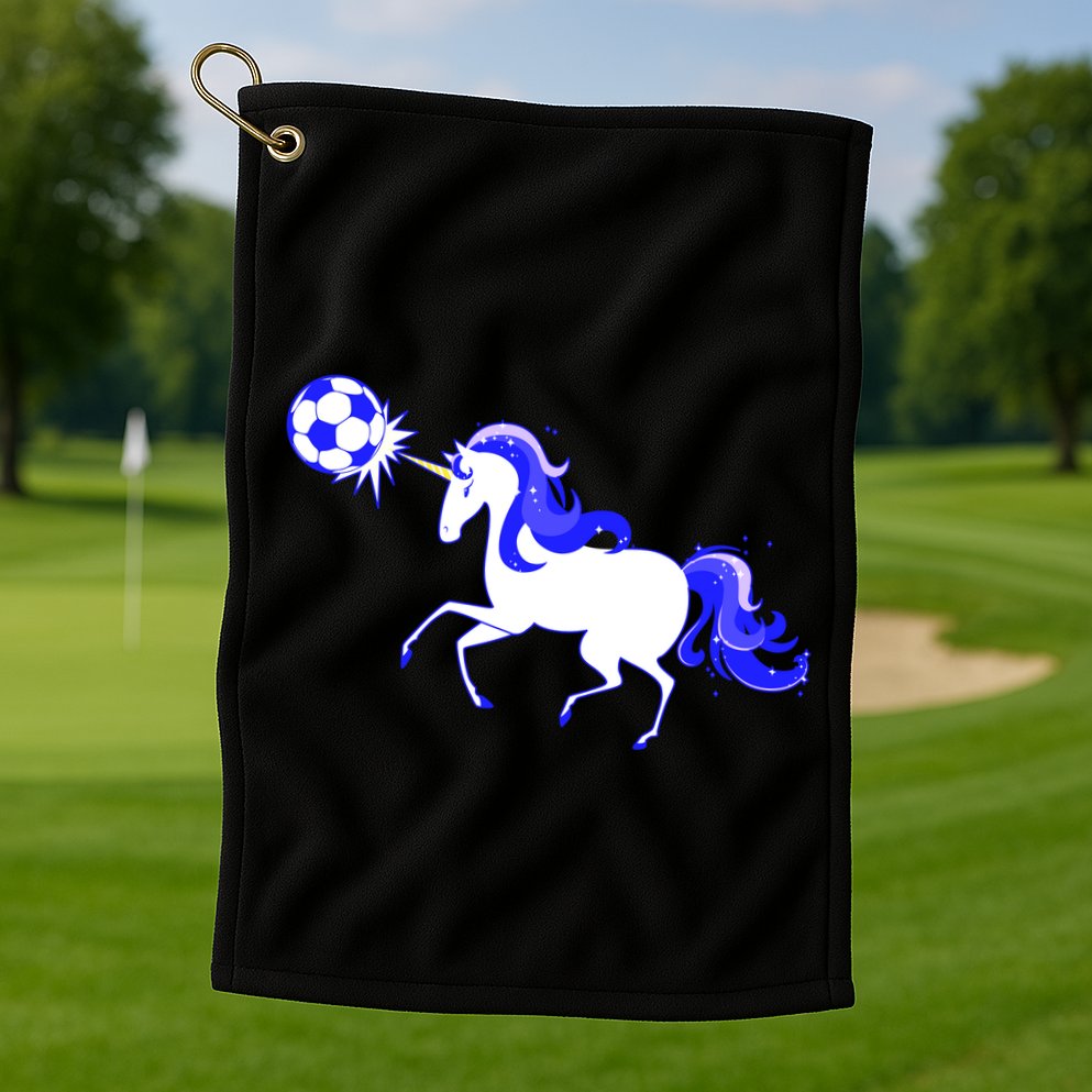Magical Unicorn Playing Soccer Golf Towel