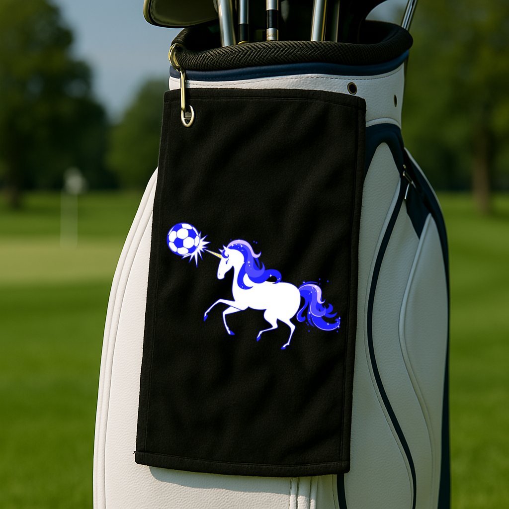 Magical Unicorn Playing Soccer Golf Towel