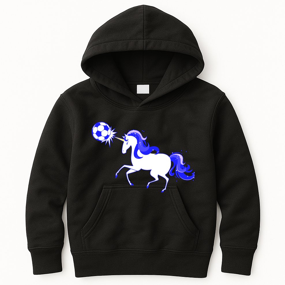 Magical Unicorn Playing Soccer Kids Hoodie