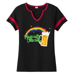 Magically Delicious Rainbow Beer St. Patrick's Day Ladies Halftime Notch Neck Tee