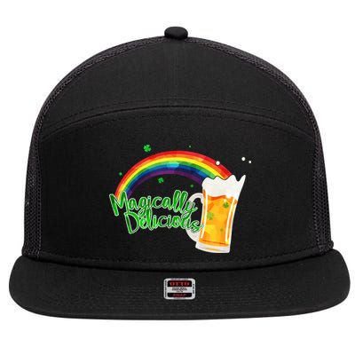Magically Delicious Rainbow Beer St. Patrick's Day 7 Panel Mesh Trucker Snapback Hat