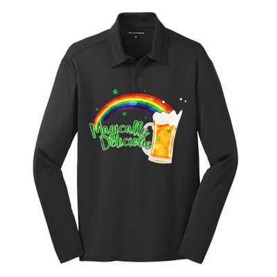 Magically Delicious Rainbow Beer St. Patrick's Day Silk Touch Performance Long Sleeve Polo