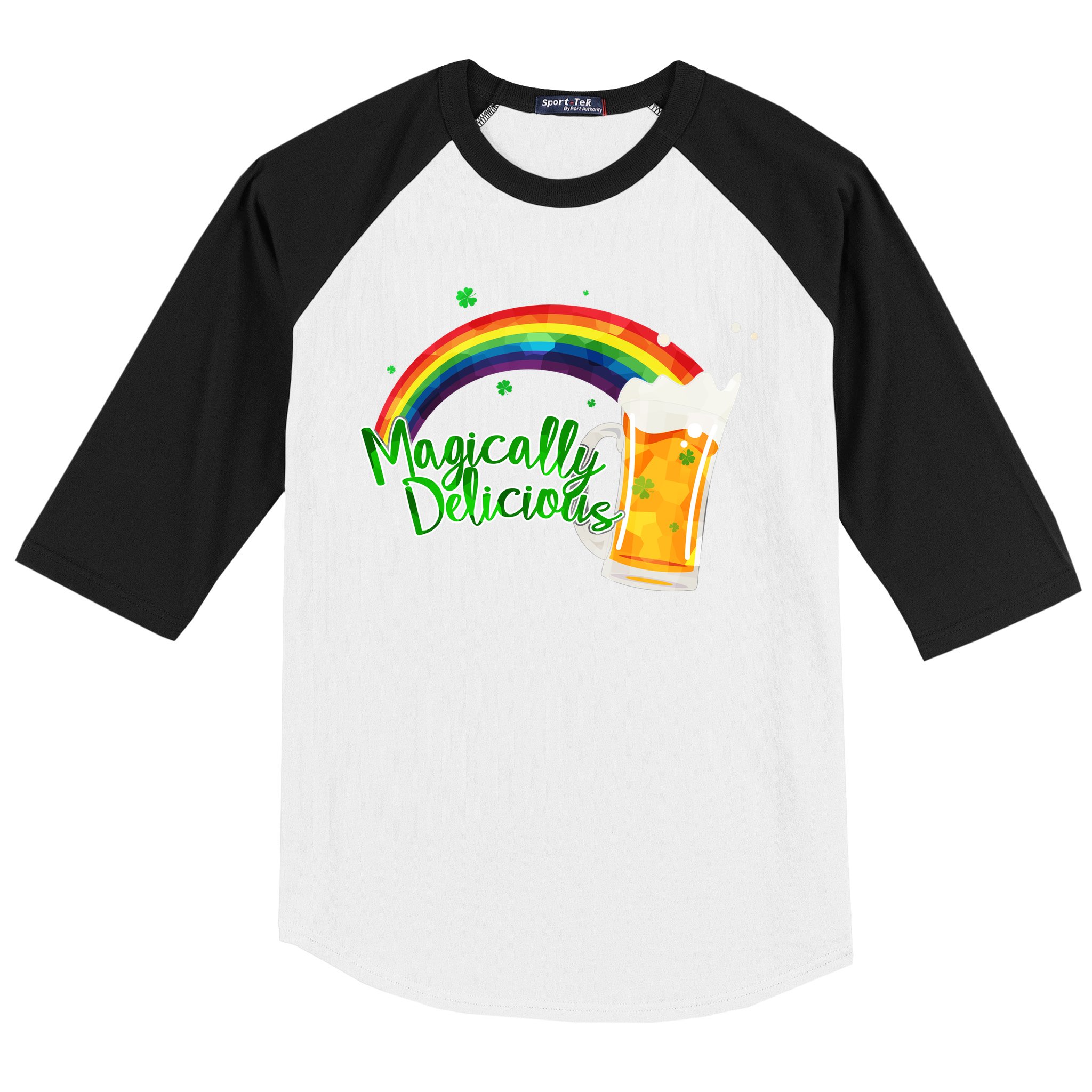 Magically Delicious Rainbow Beer St. Patrick's Day Baseball Sleeve Shirt