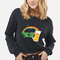 Magically Delicious Rainbow Beer St. Patrick's Day Cropped Pullover Crew