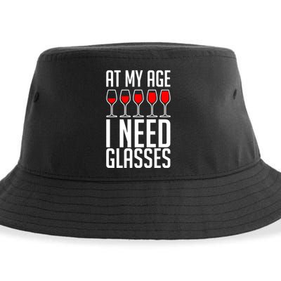 At My Age I Need A Glass Wine Sustainable Bucket Hat
