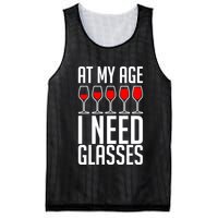 At My Age I Need A Glass Wine Mesh Reversible Basketball Jersey Tank