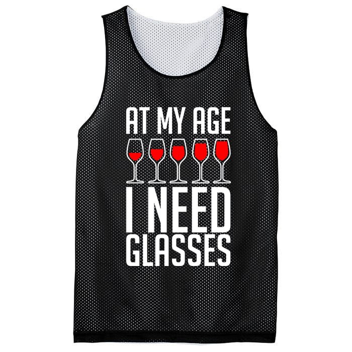 At My Age I Need A Glass Wine Mesh Reversible Basketball Jersey Tank