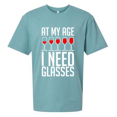 At My Age I Need A Glass Wine Sueded Cloud Jersey T-Shirt