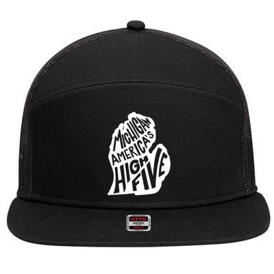 Michigan Americas High Five 7 Panel Mesh Trucker Snapback Hat