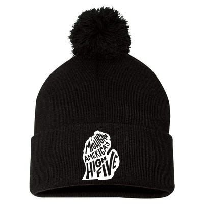 Michigan Americas High Five Pom Pom 12in Knit Beanie