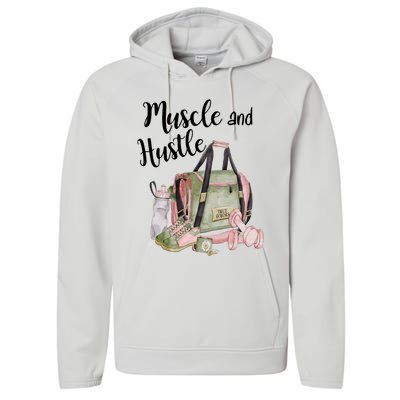 Muscle And Hustle Fitness Meaningful Gift Performance Fleece Hoodie