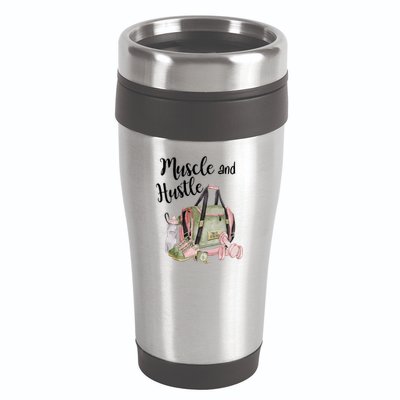 Muscle And Hustle Fitness Meaningful Gift 16oz Travel Tumbler