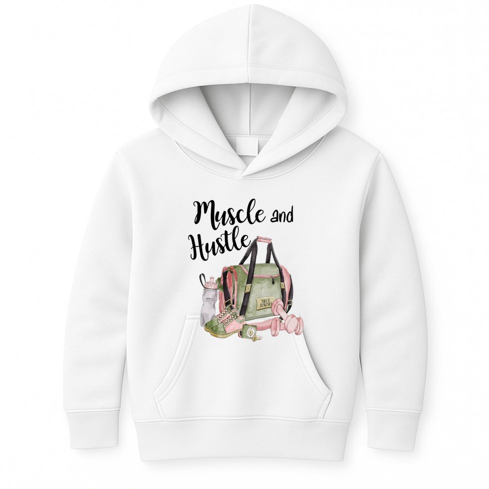Muscle And Hustle Fitness Meaningful Gift Kids Hoodie