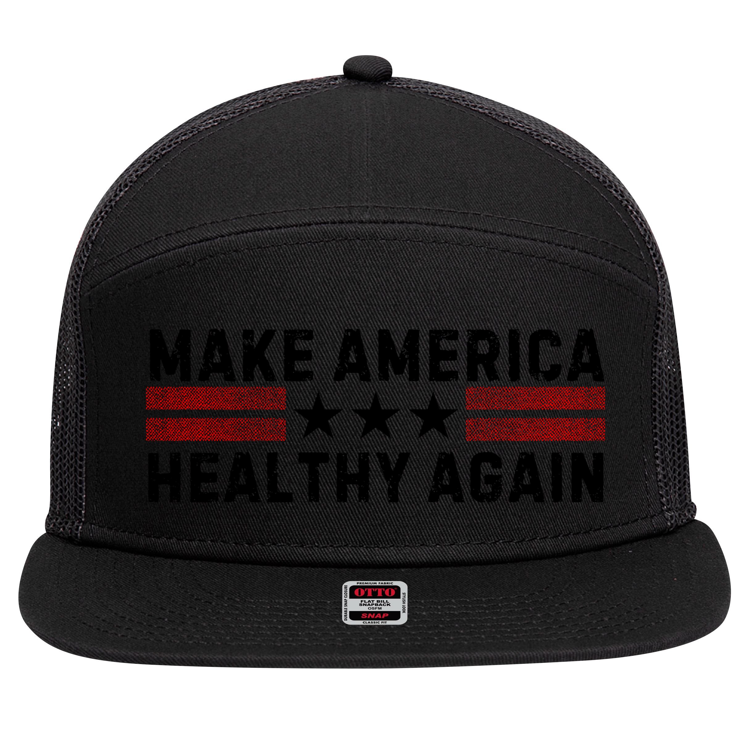 Make America Healthy Again Funny Usa Patriotic Party 7 Panel Mesh Trucker Snapback Hat
