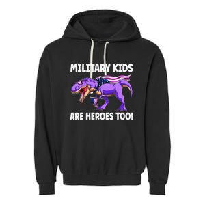 Military Are Heroes Too! Purple Up Military Child Month Garment-Dyed Fleece Hoodie