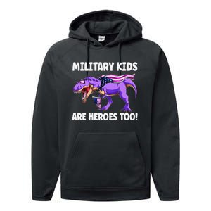 Military Are Heroes Too! Purple Up Military Child Month Performance Fleece Hoodie