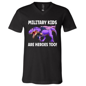 Military Are Heroes Too! Purple Up Military Child Month V-Neck T-Shirt