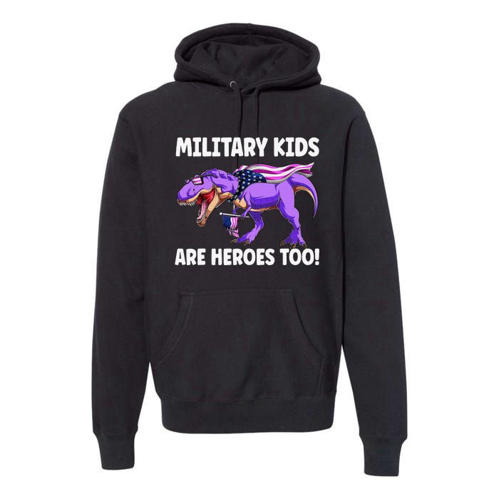 Military Are Heroes Too! Purple Up Military Child Month Premium Hoodie