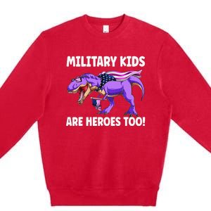 Military Are Heroes Too! Purple Up Military Child Month Premium Crewneck Sweatshirt