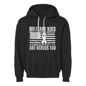 Military Are Heroes Too Purple Up Military Child Month Garment-Dyed Fleece Hoodie