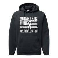 Military Are Heroes Too Purple Up Military Child Month Performance Fleece Hoodie