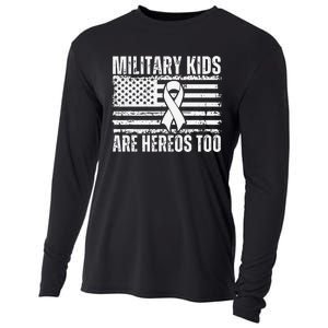 Military Are Heroes Too Purple Up Military Child Month Cooling Performance Long Sleeve Crew