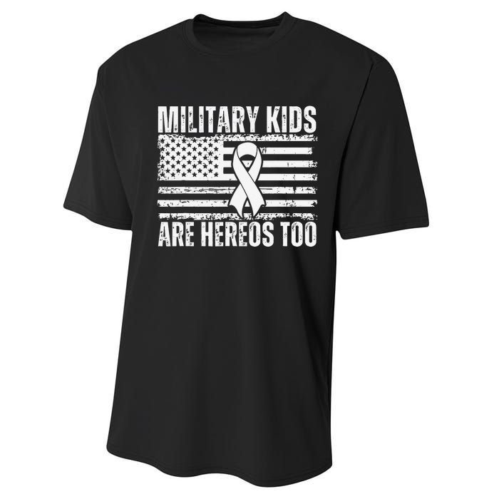 Military Are Heroes Too Purple Up Military Child Month Performance Sprint T-Shirt